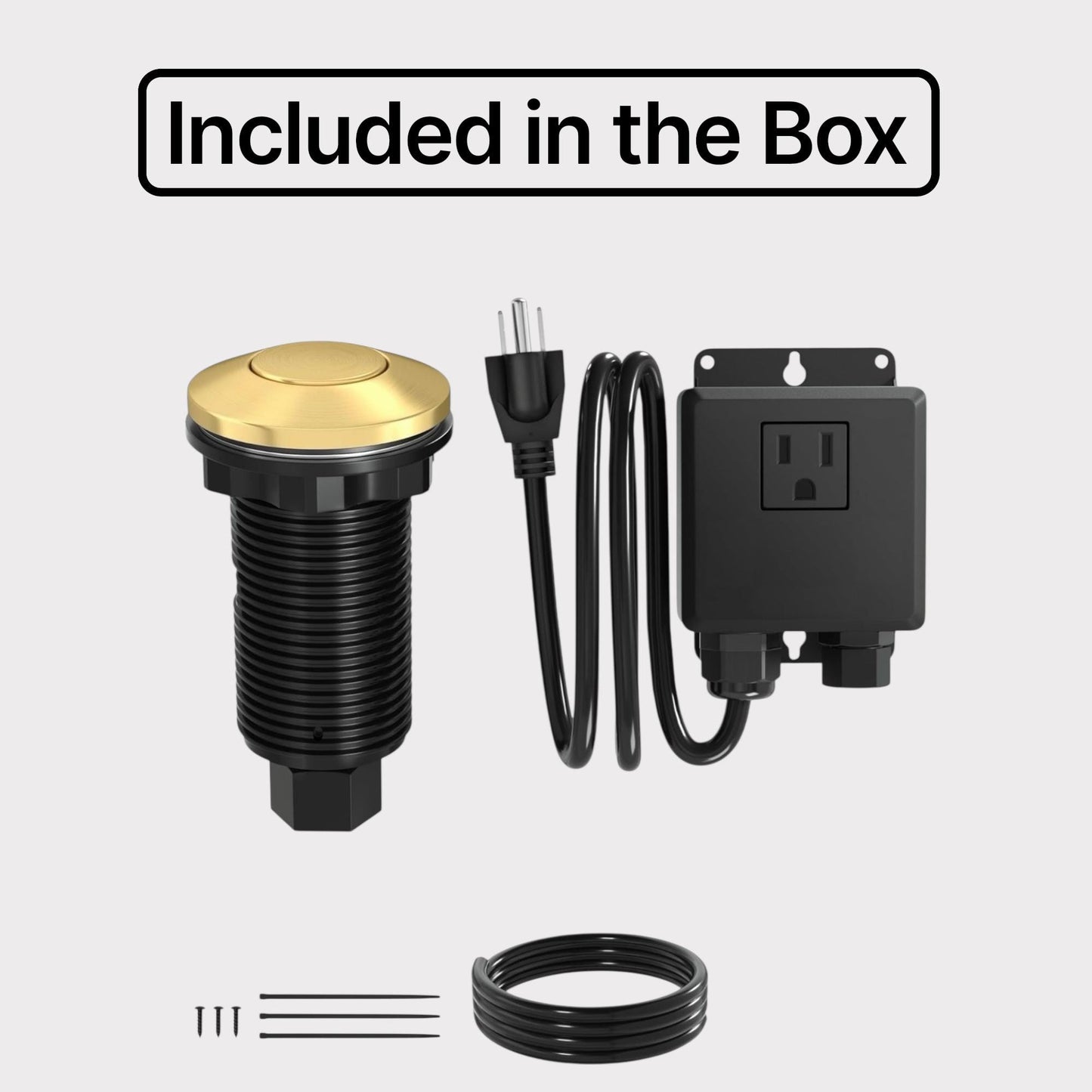 Unlacquered Solid Brass Kitchen Sink Set, Garbage Disposal Air Switch and Strainer.