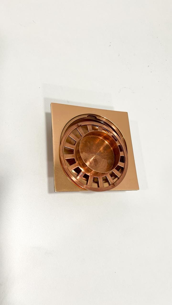 Unlacquered Square Solid Copper Shower Drain, Floor Drain.