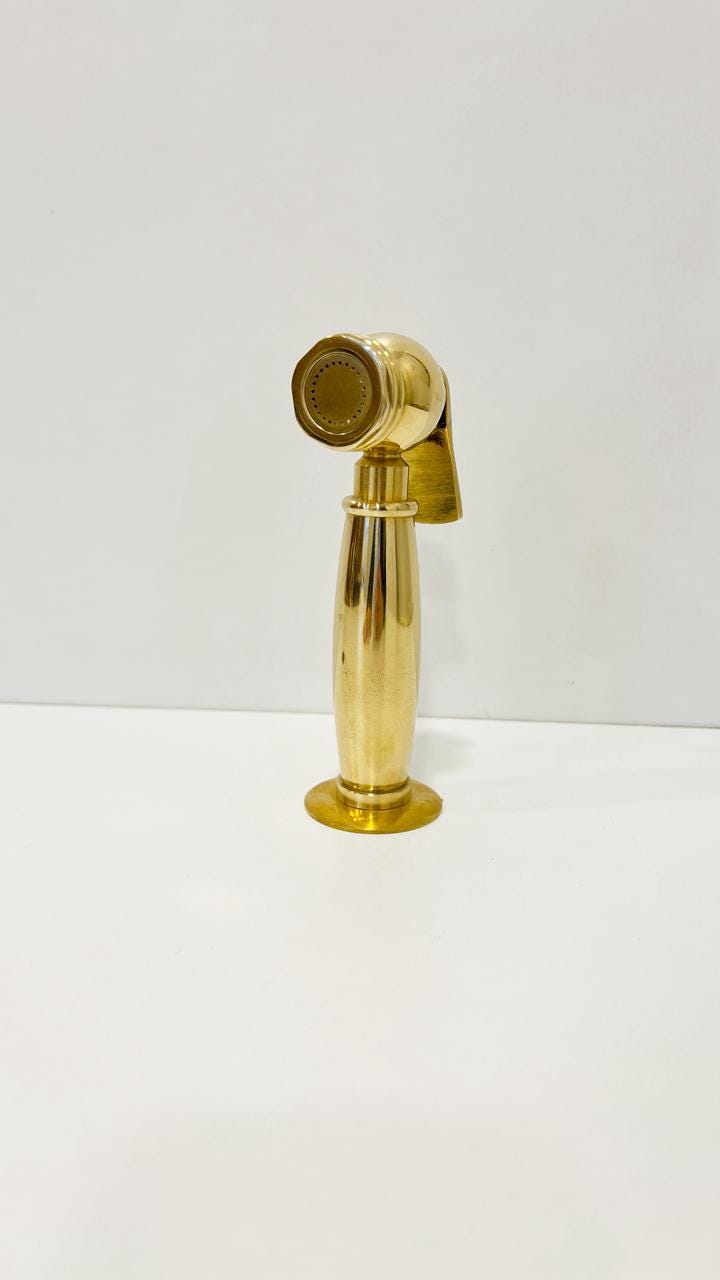 Unlacquered Brass Kitchen Sprayer, Side Sprayer, faucet side sprayer, handheld sprayer.