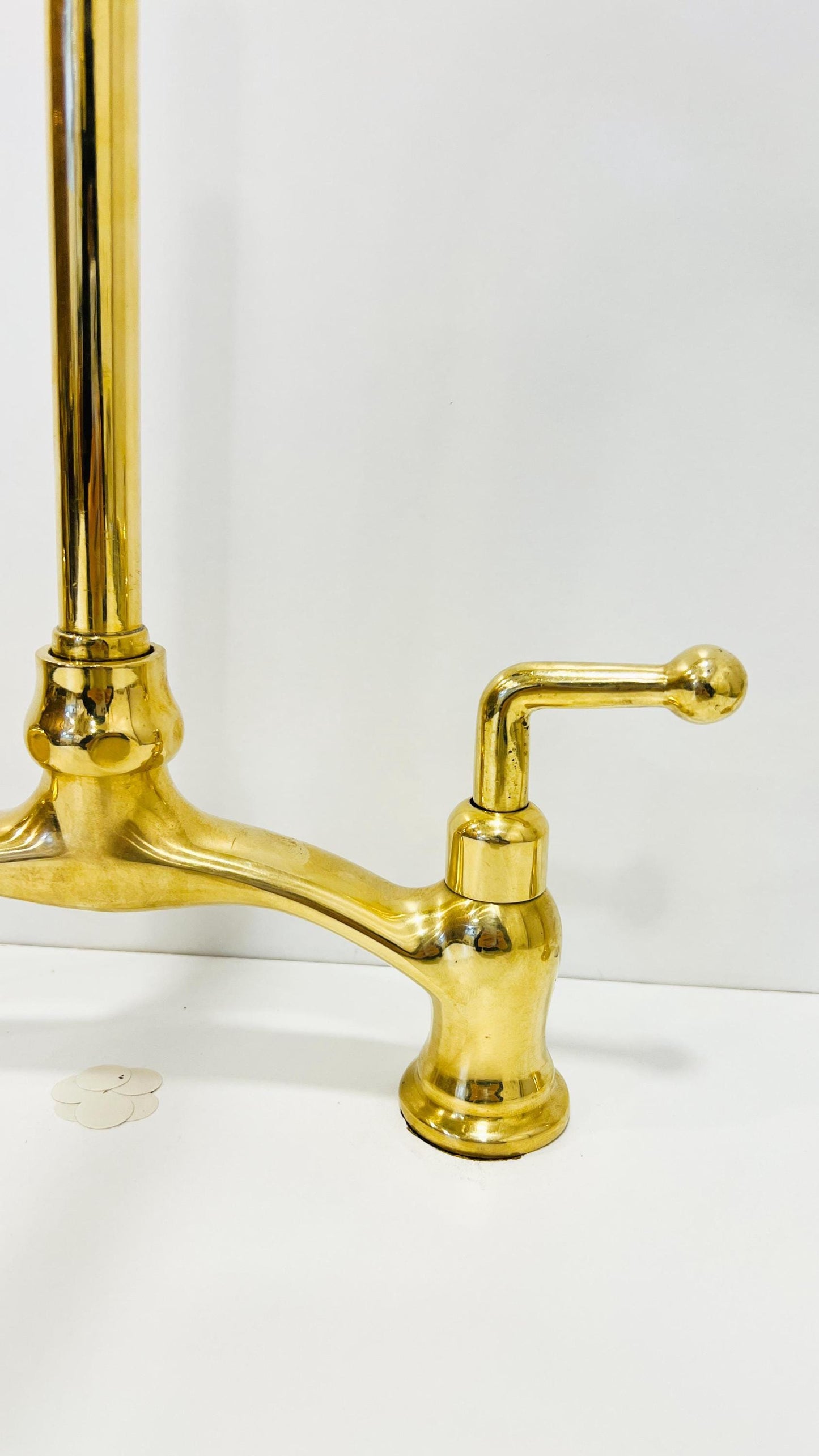 Unlacquered Solid Brass Kitchen Faucet, Antique Deck Mounted Faucet.