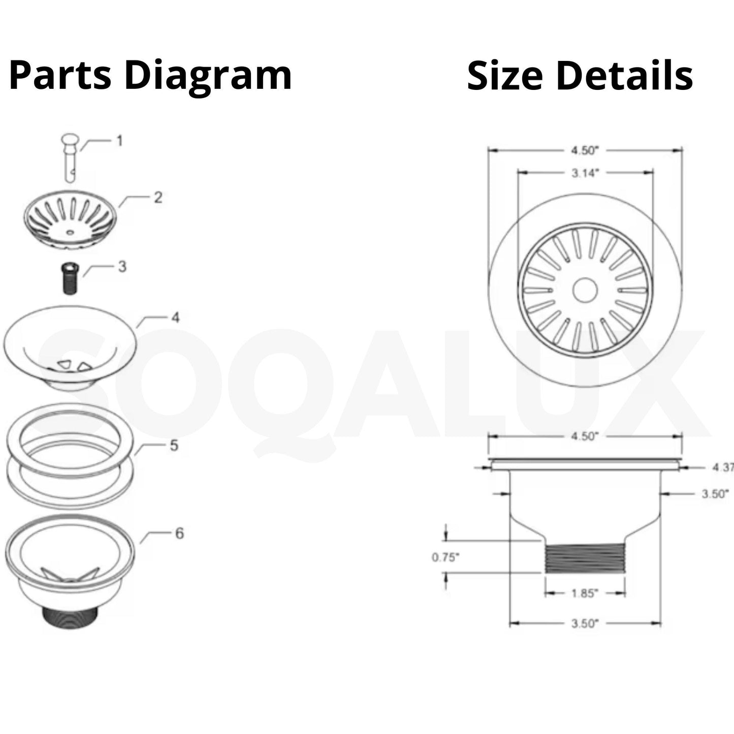 Unlacquered Brass Sink Drain – Solid Brass Strainer for Kitchen Sinks.