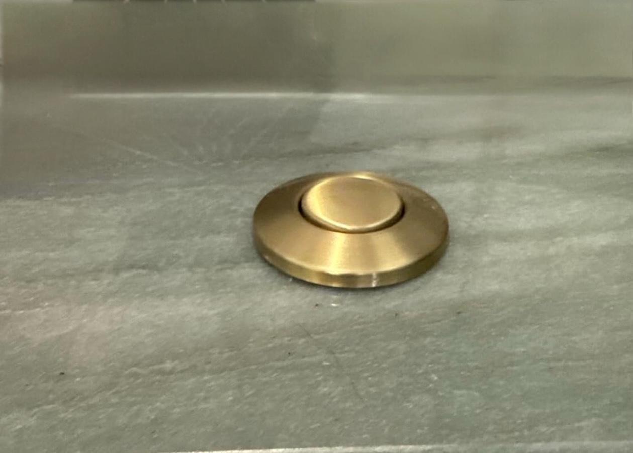 Unlacquered Brass Air Switch Kit for Garbage Disposal, Sink-Top On/Off Button, Single Outlet