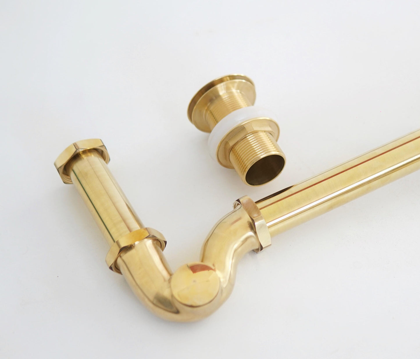 Unlacquered Brass P-Trap & Drain Set, Brass Pop Up Drain Bathroom Sink Drain Stopper.
