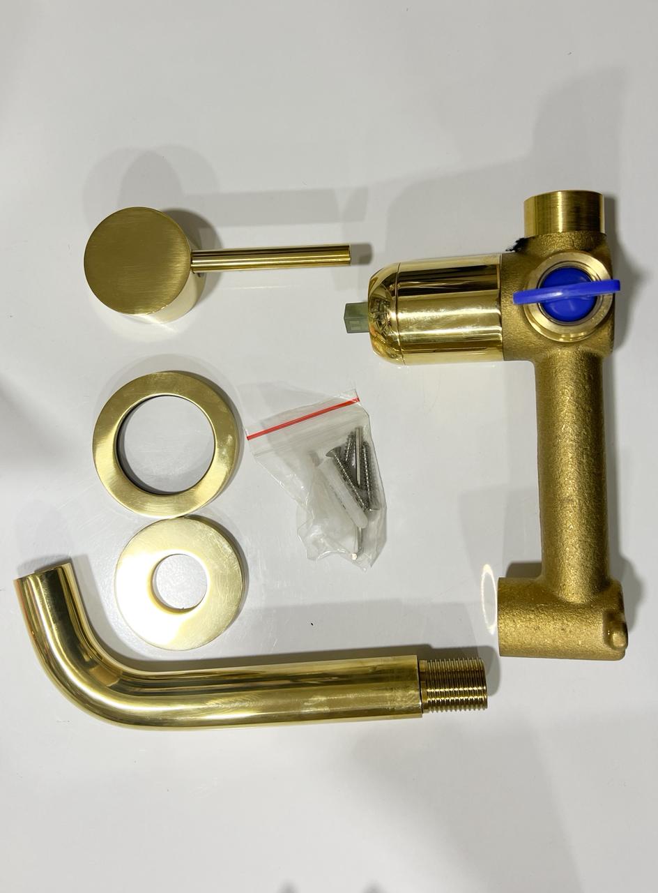 Unlacquered Brass Wall Mount Faucet, Single Handle Vanity Sink Faucet.