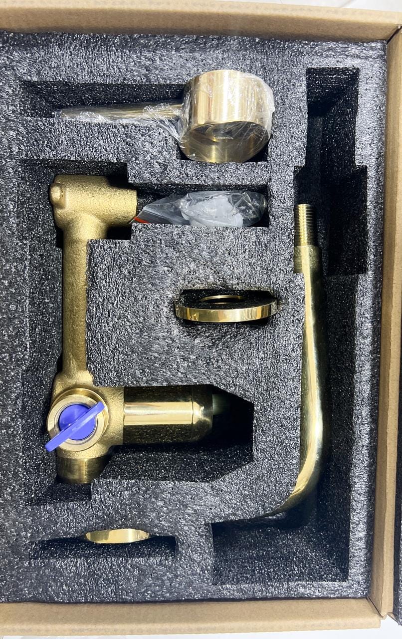 Unlacquered Brass Wall Mount Faucet, Single Handle Vanity Sink Faucet.