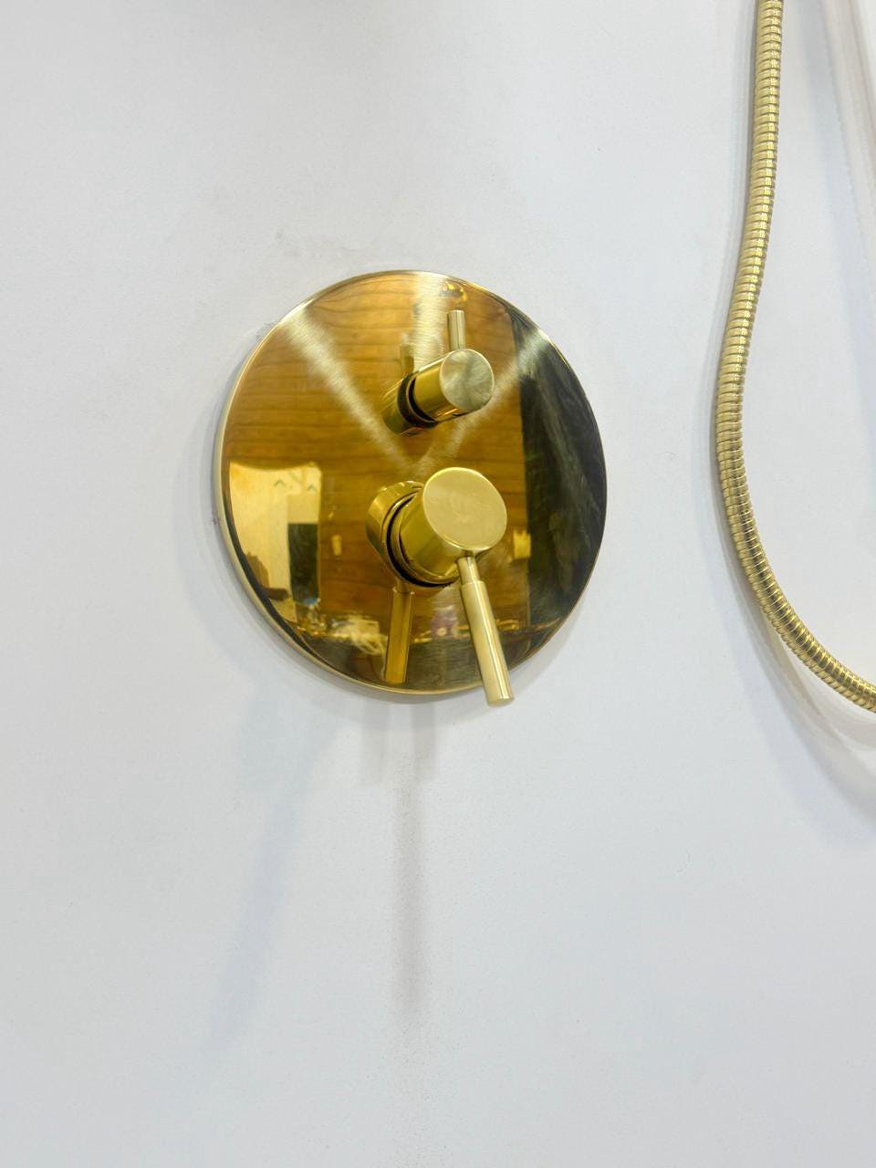 Unlacquered Solid Brass Shower System, Wall Mounted Rain Shower.