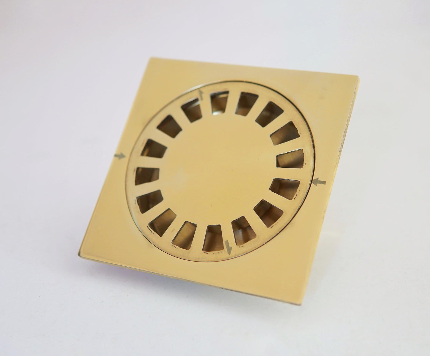Unlacquered Brass Square Shower Floor Drain, Vintage Drain Cover.