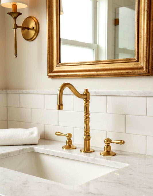 Unlacquered Solid brass bathroom 3 holes faucet, Widespread 3-Hole, bathroom accessories.