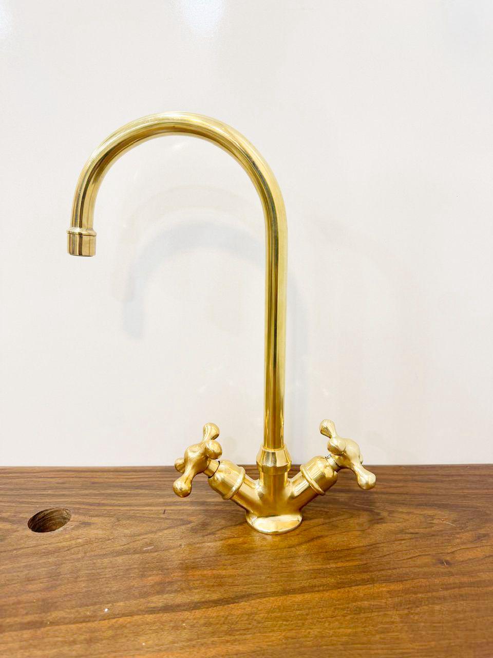 Unlacquered Solid Brass kitchen Faucet, Bar faucet, Sink Single Hole.