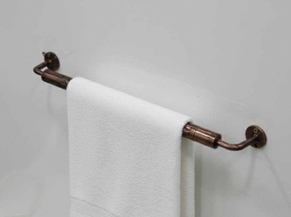 Handcrafted Engraved Solid Copper Bathroom Towel Bar, Hand towel holder.