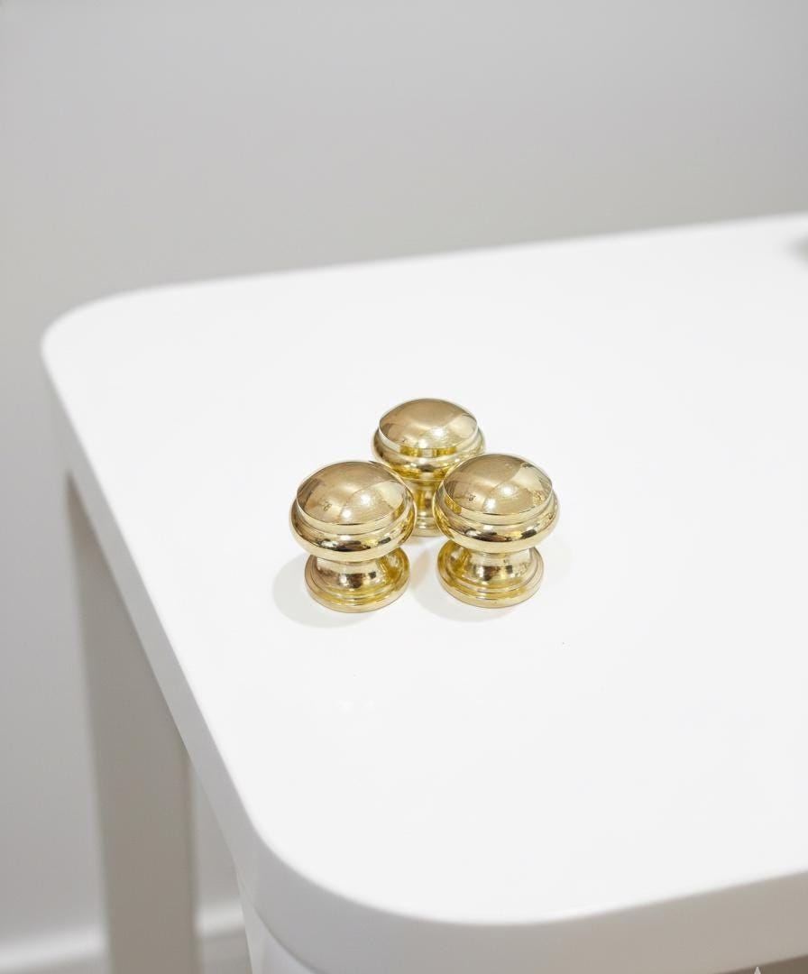 Unlacquered Solid Brass Ball Cabinet Knobs, Cabinet & Drawer Pull.