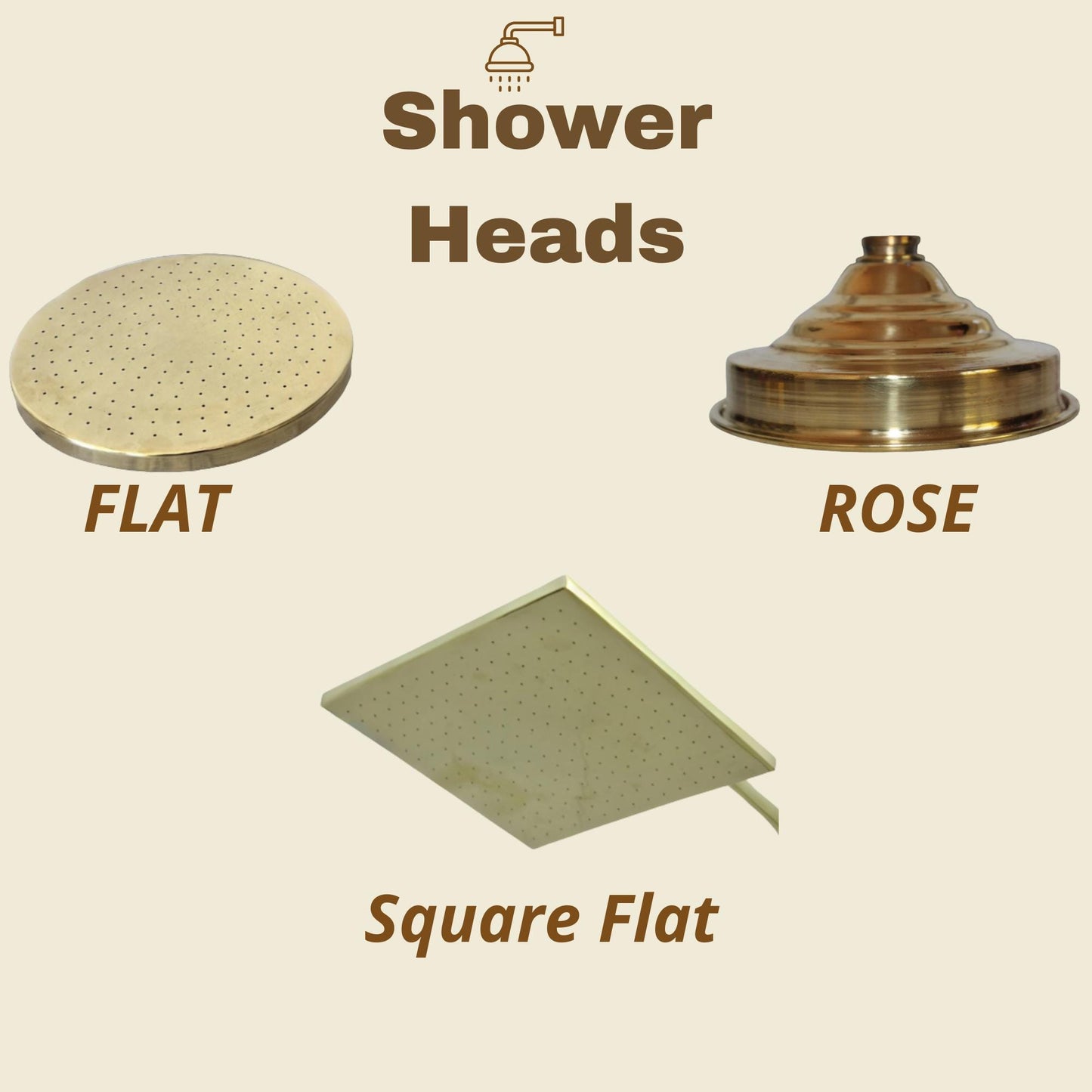 Unlacquered Solid Brass Shower Head, Indoor Outdoor Shower Fixture
