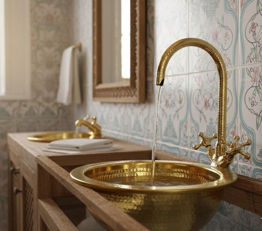 Unlacquered Solid Brass Faucet, Antique Hammered Faucet for Kitchen