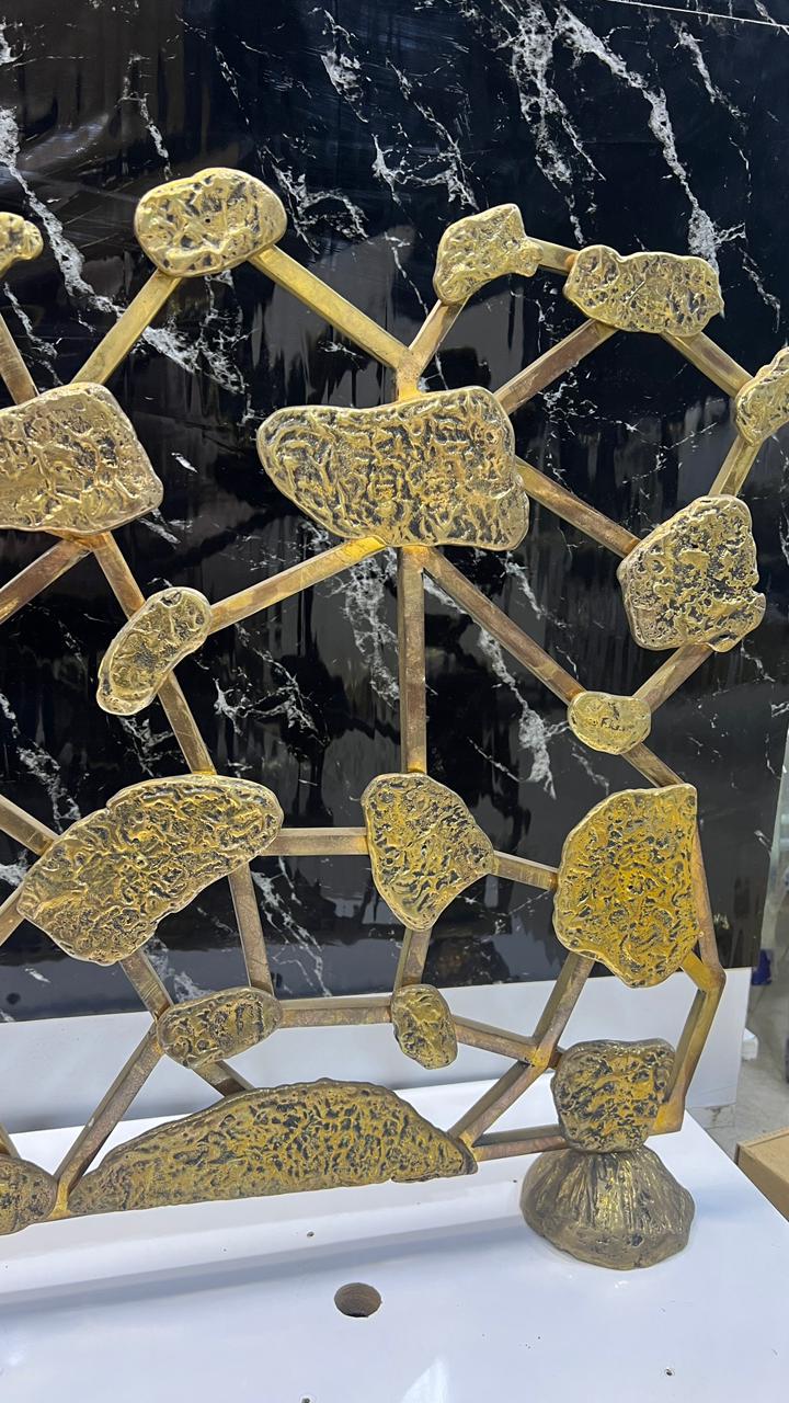 Unlacquered Solid brass fireplace screen, Handmade Cover.