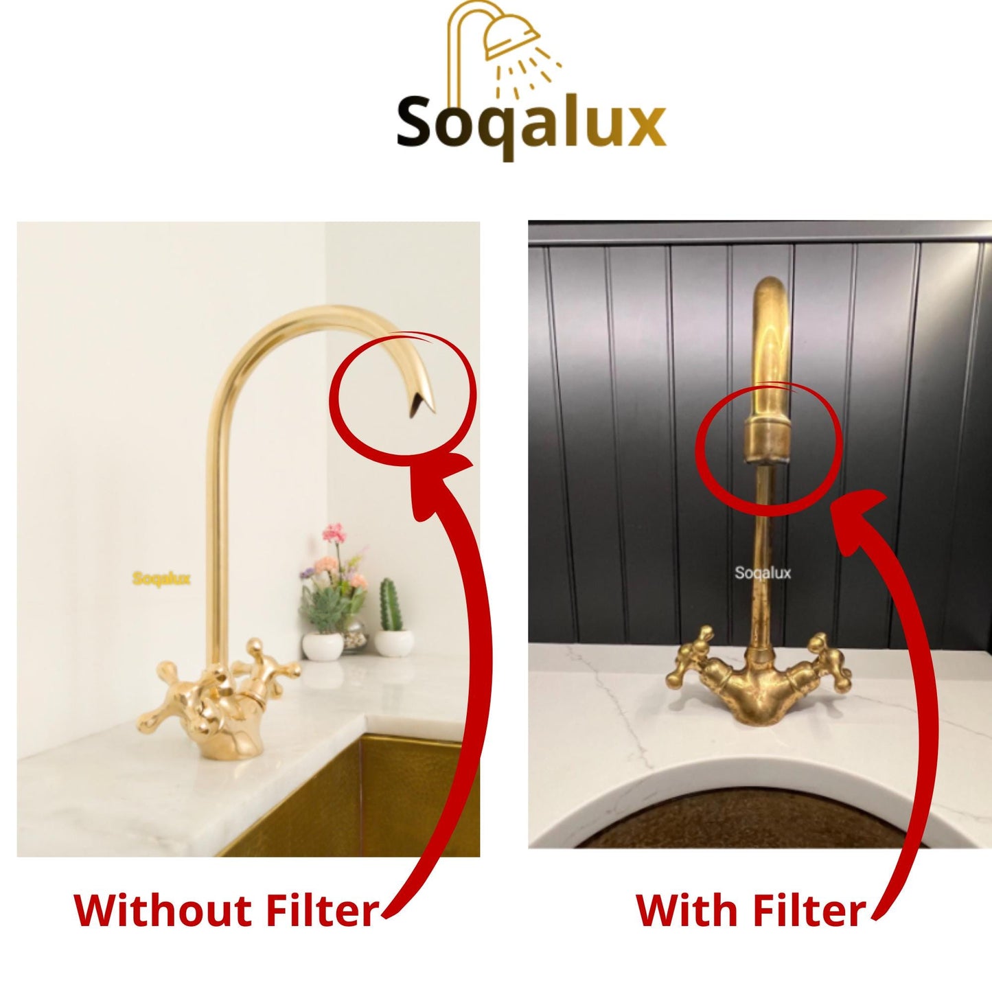 Unlacquered Solid brass kitchen faucet, Antique faucet.