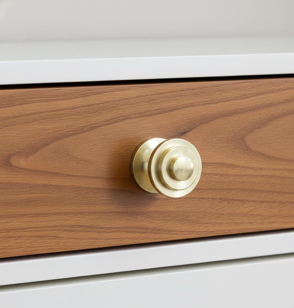 Unlacquered Brass Cabinet Knob, Round Ball Knob.