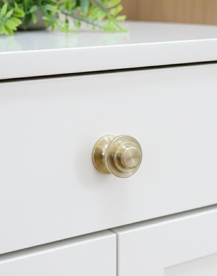 Unlacquered Brass Cabinet Knob, Round Ball Knob.
