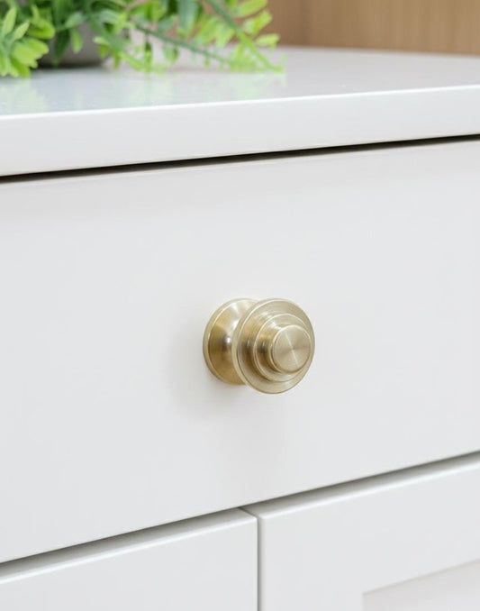 Unlacquered Brass Cabinet Knob, Round Ball Knob.