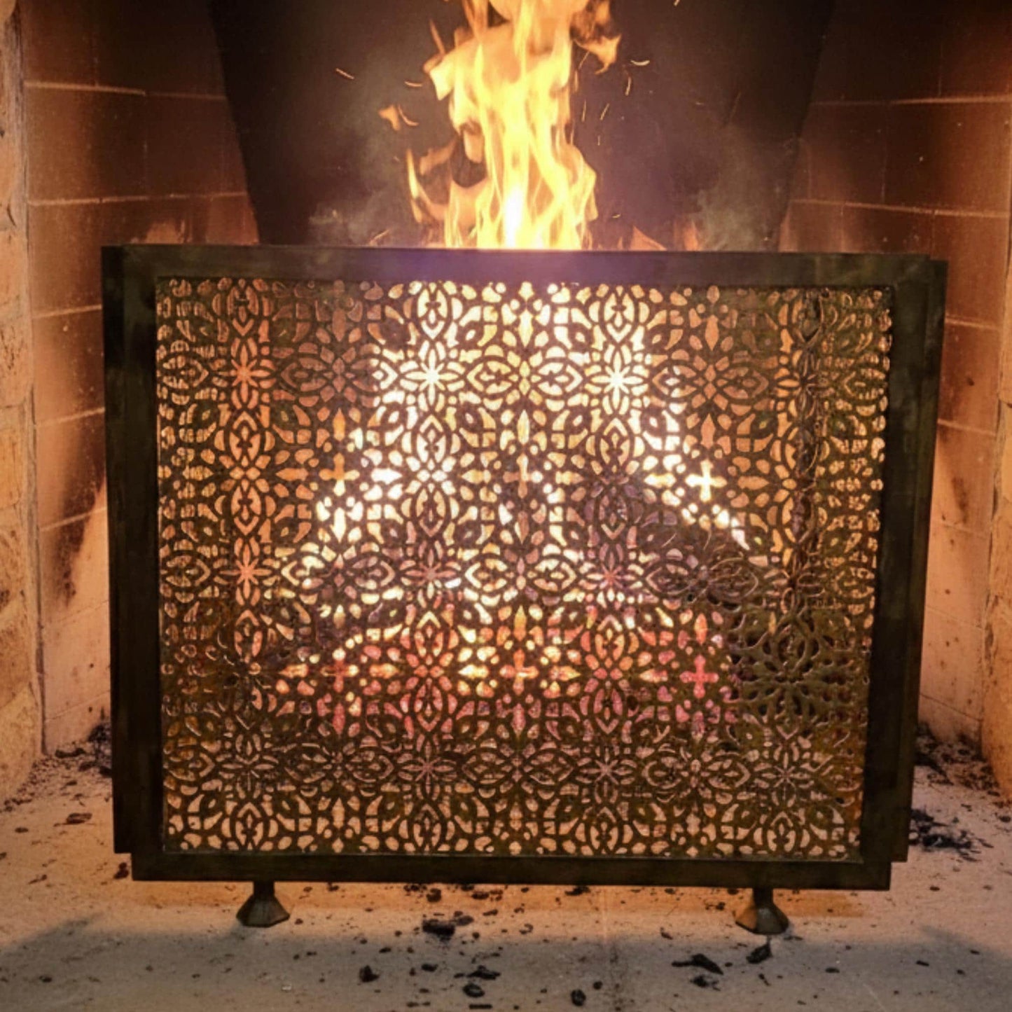 Handmade Fireplace screen with 3 panel screen, living room decor, farmhouse decor.