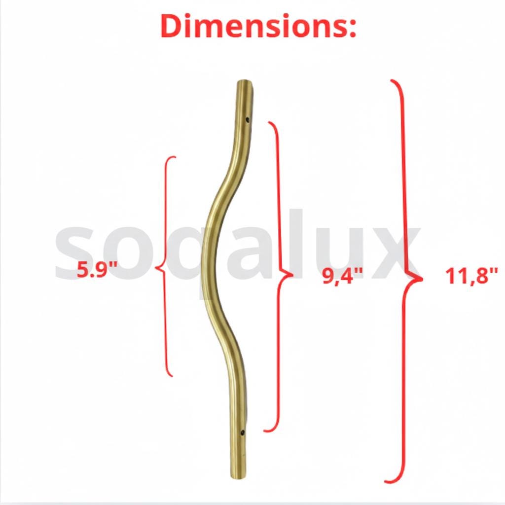 Unlacquered Brass Curved Arch Cabinet Handles.