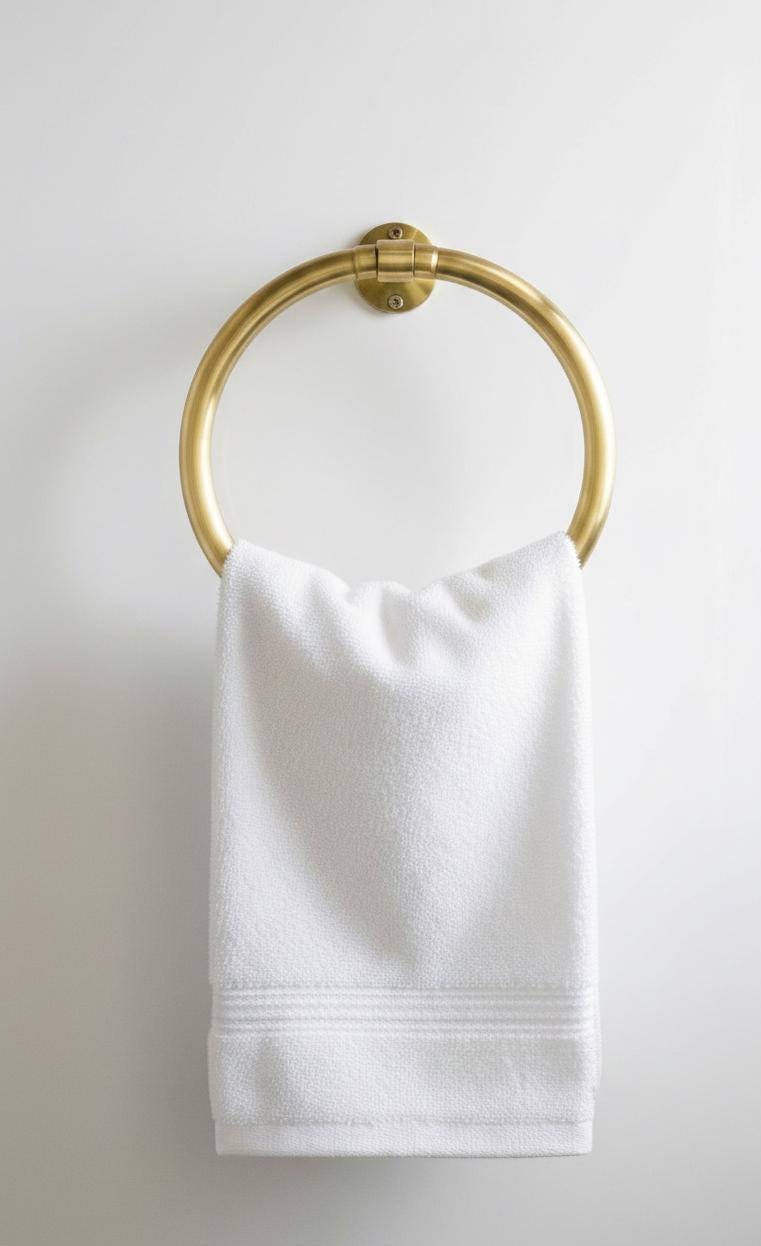 Unlacquered Brass Towel Ring, Bathroom Hand Towel Holder.