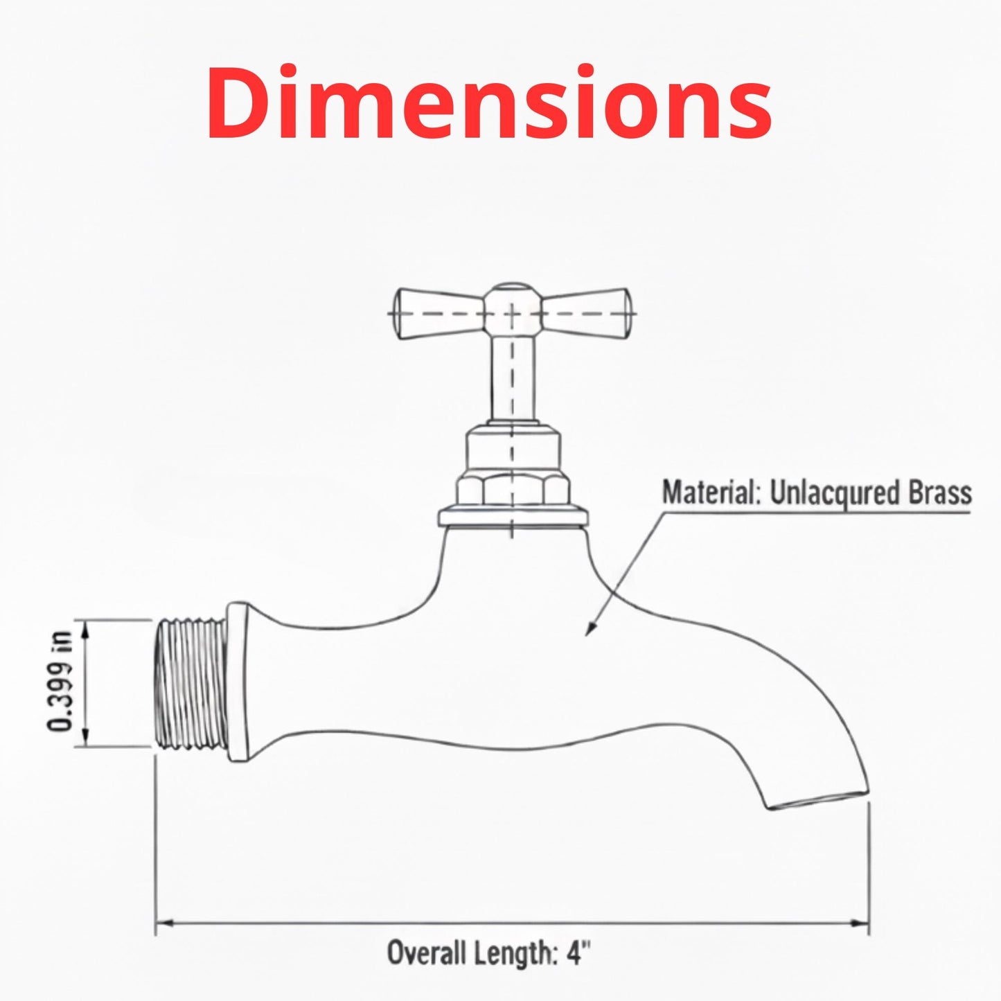 Unlacquered Solid Brass Tap, Single Handle Cold Water Faucet.