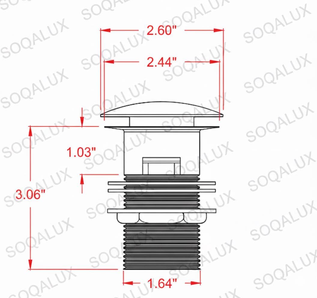 Unlacquered Brass Bathroom Sink Pop Up Drain.