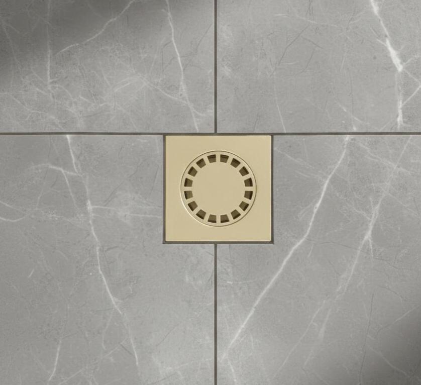 Unlacquered Brass Square Floor Drain Cover, Antique Style.