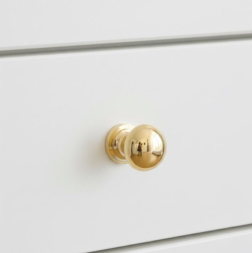 Unlacquered Brass Ball Cabinet Knobs, Drawer knobs.
