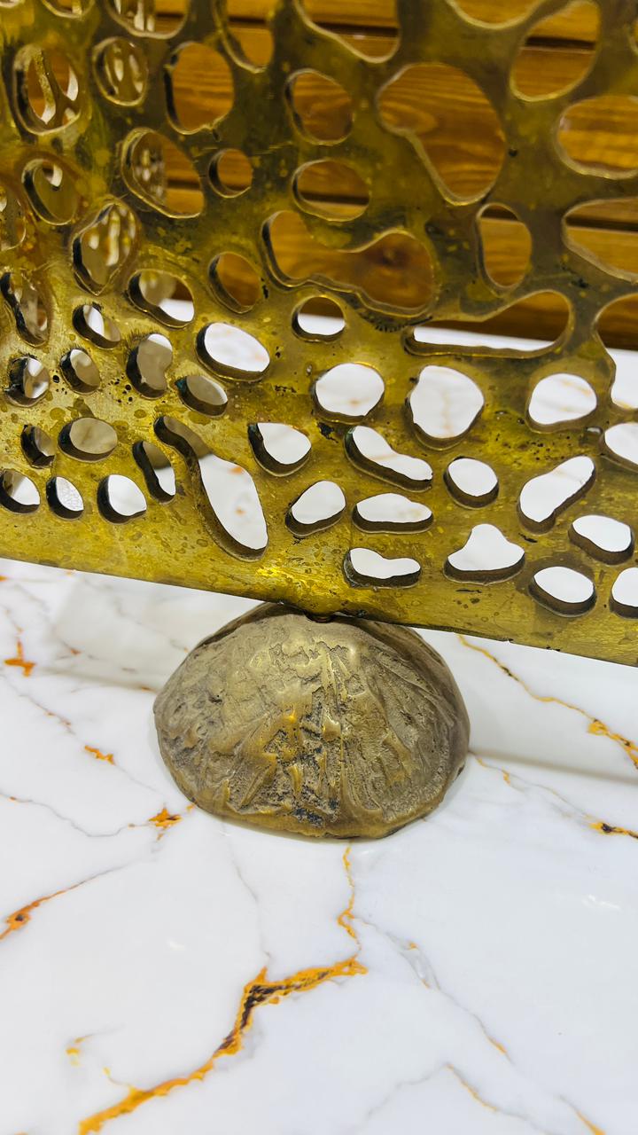 Unlacquered Solid Brass Fireplace screen with 3 panel screen, living room decor.