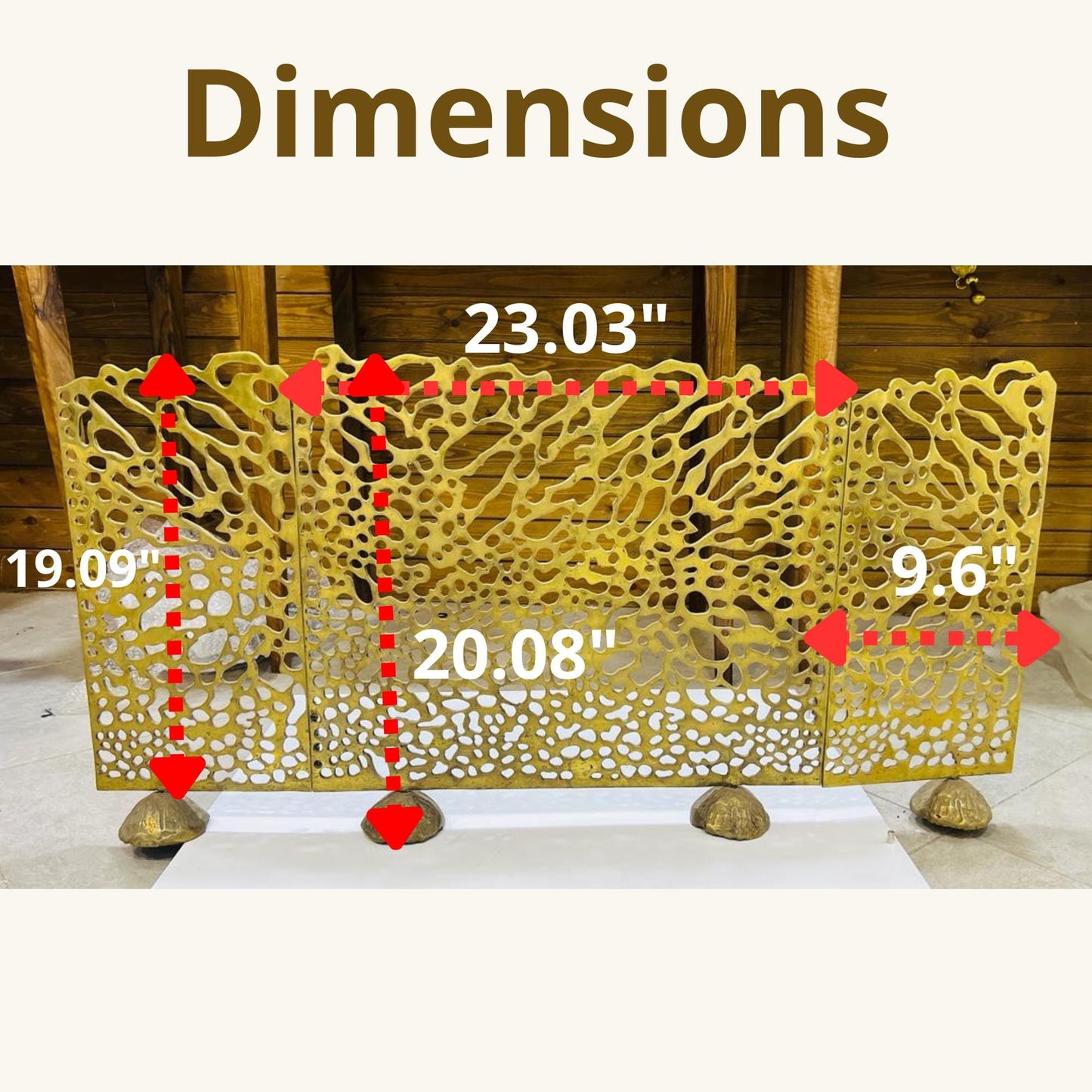 Unlacquered Solid Brass Fireplace screen with 3 panel screen, living room decor.