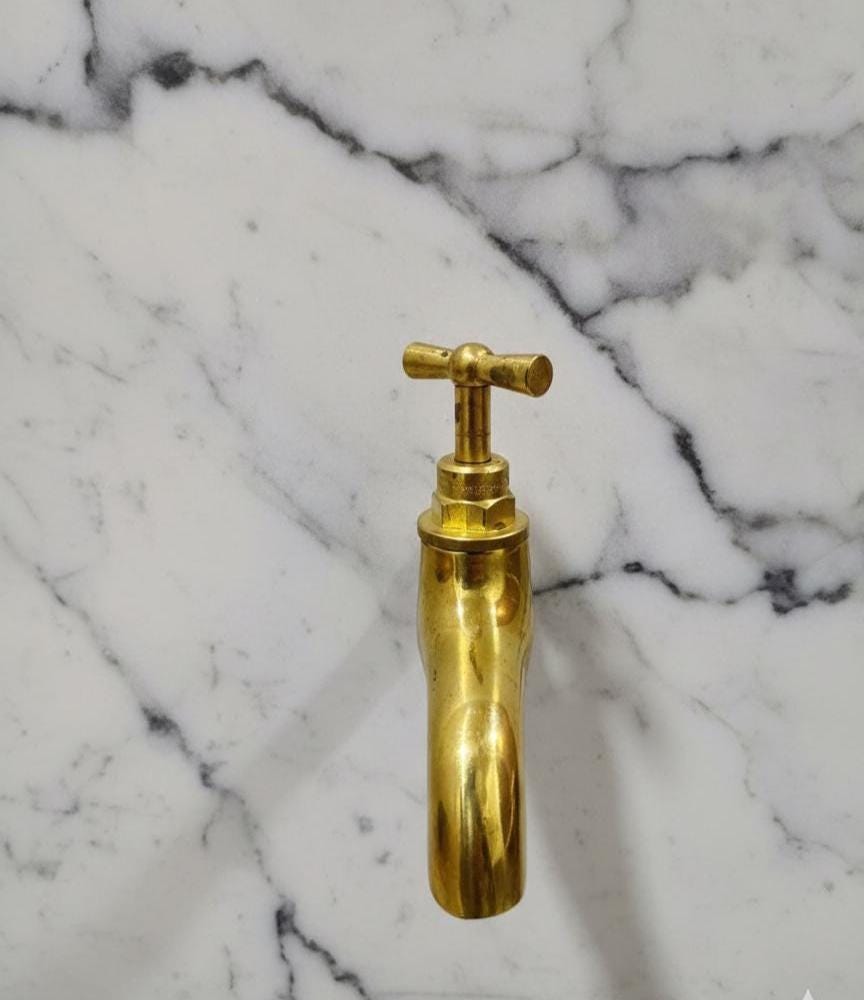 Unlacquered Solid Brass Tap, Single Handle Cold Water Faucet.