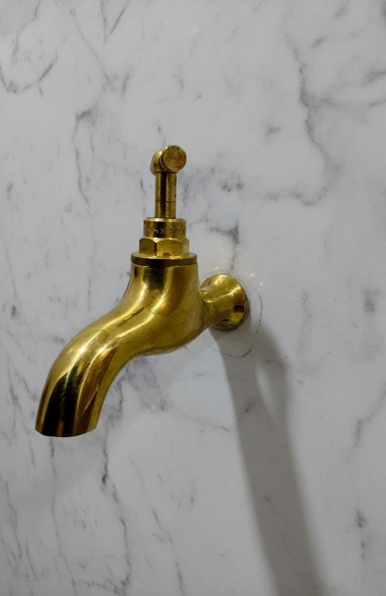 Unlacquered Solid Brass Tap, Single Handle Cold Water Faucet.