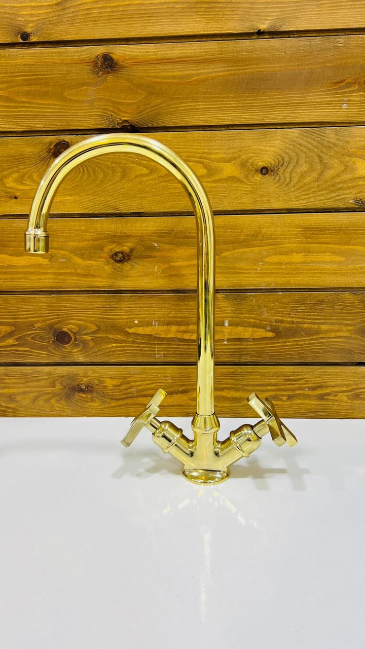 Unlacquered Solid Brass kitchen Faucet, Sink Single Hole.