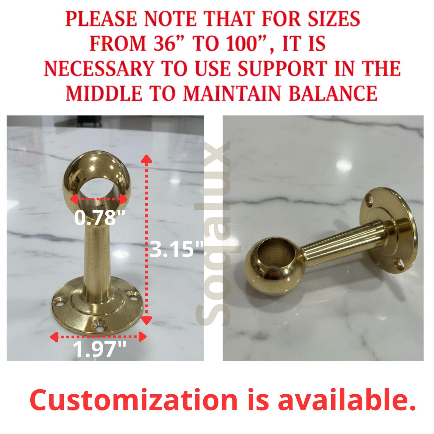 Unlacquered Solid Brass Pot Rail with S Hooks: Custom Kitchen Pot & Pan Hanging Rack.