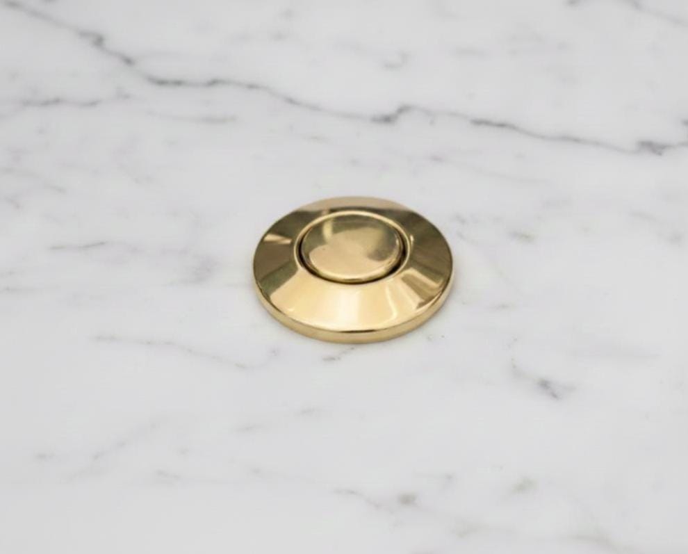 Unlacquered Solid Brass Kitchen Sink Set, Garbage Disposal Air Switch and Strainer.