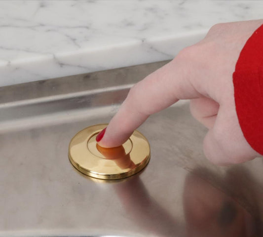 Unlacquered Solid Brass Kitchen Sink Set, Garbage Disposal Air Switch and Strainer.