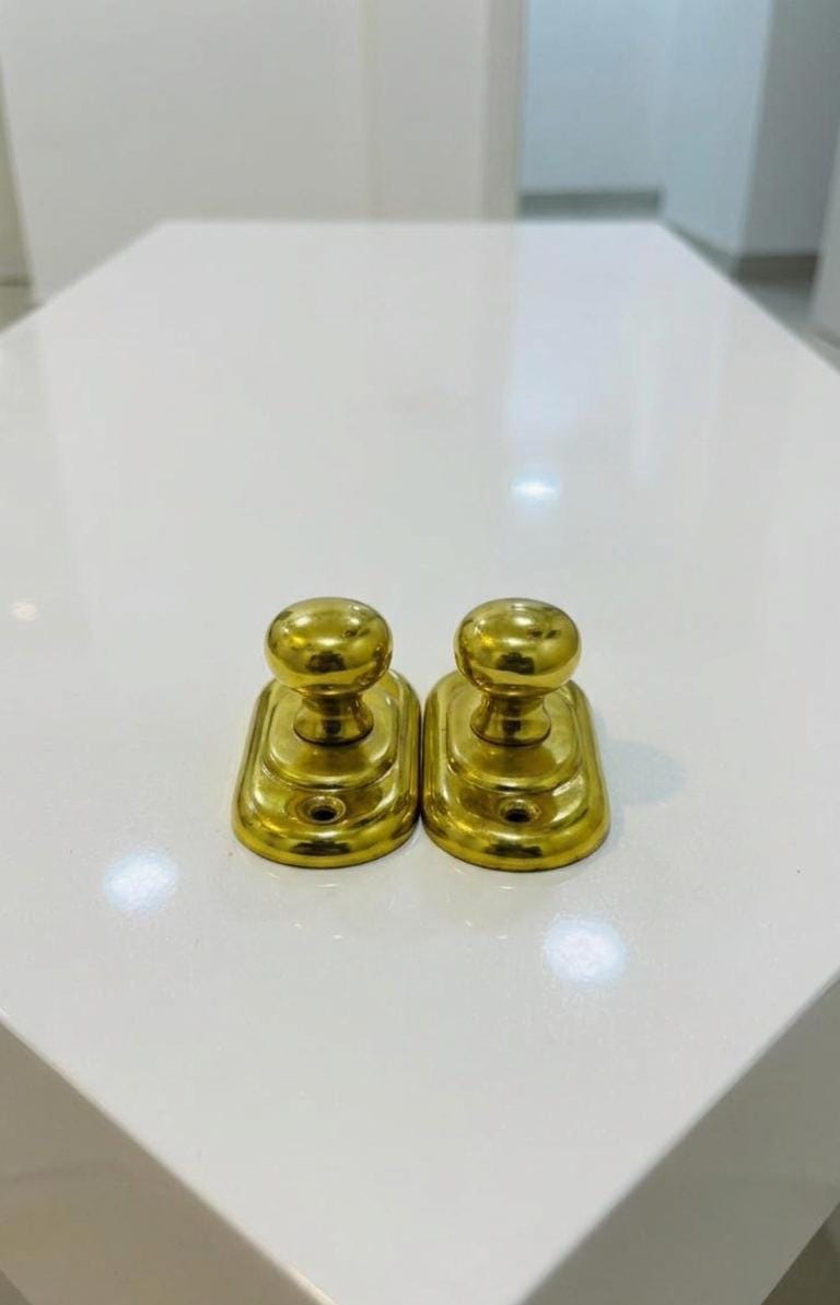 Unlacquered Solid Brass Cabinet Knob with Backplate, Antique drawer knobs.