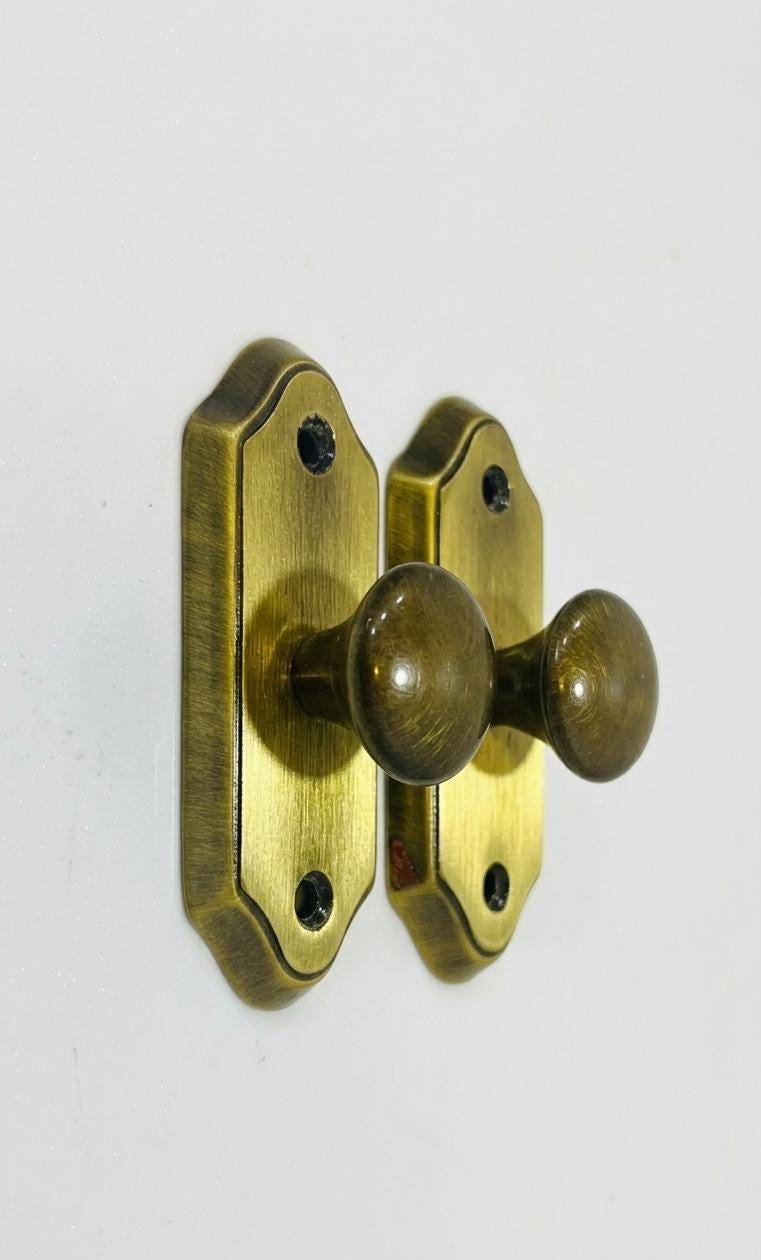 Vintage Brass Cabinet Knob with Backplate, Mid-Century Modern Dresser Hardware