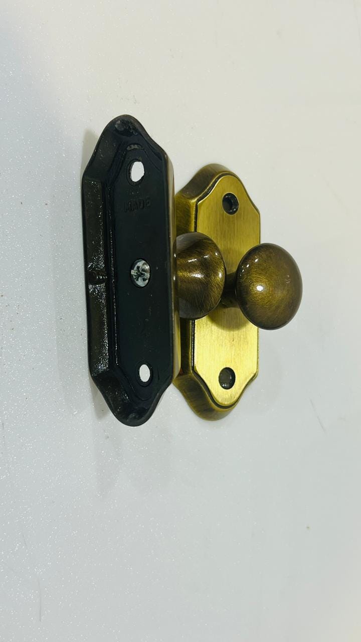 Vintage Brass Cabinet Knob with Backplate, Mid-Century Modern Dresser Hardware