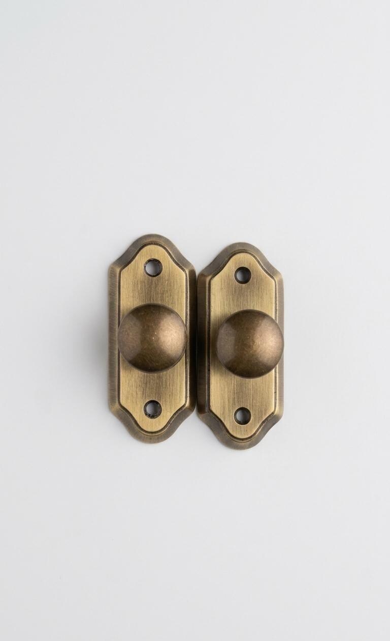 Vintage Brass Cabinet Knob with Backplate, Mid-Century Modern Dresser Hardware
