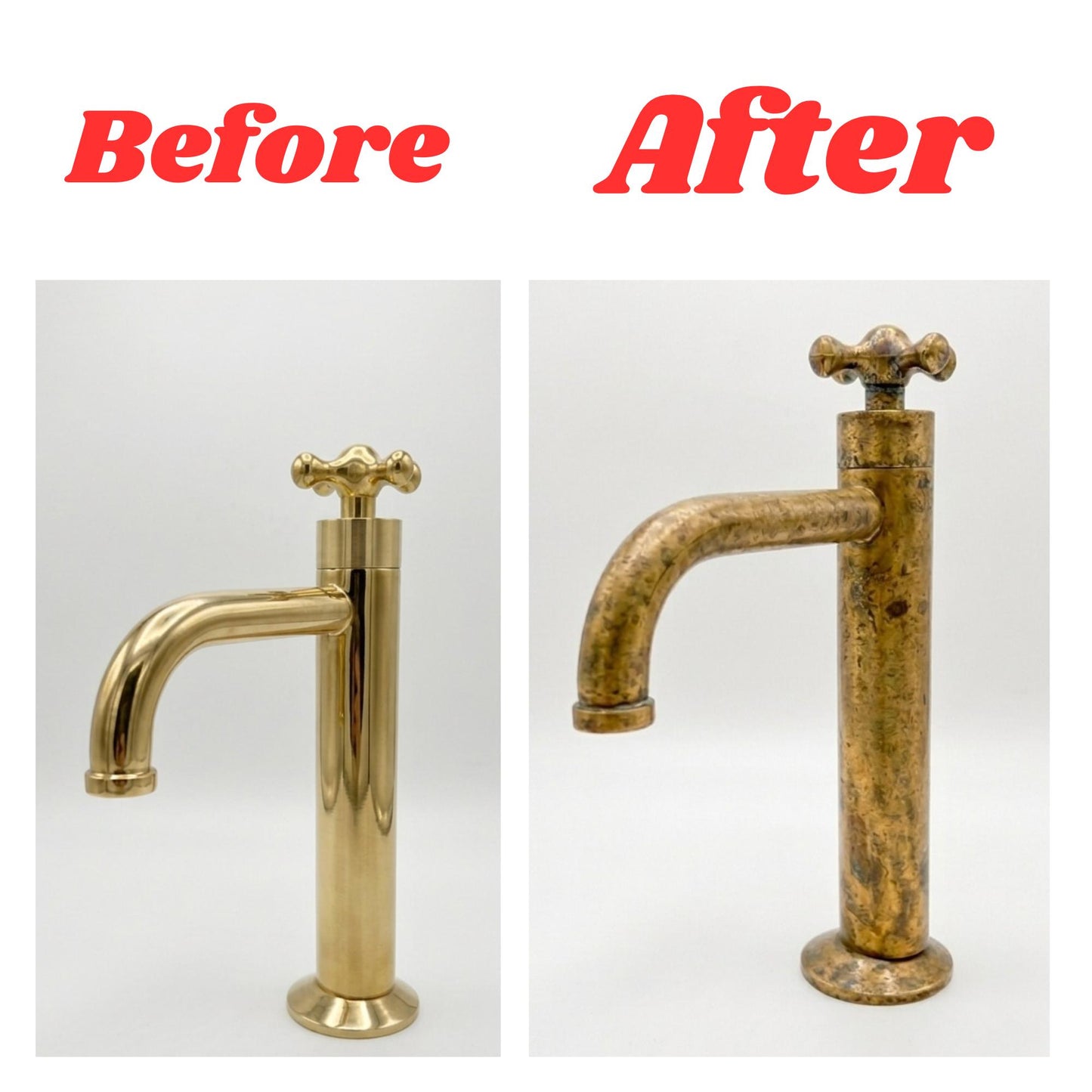 Unlacquered Brass Bathroom Faucet, Single Handle Cold Water Tap.