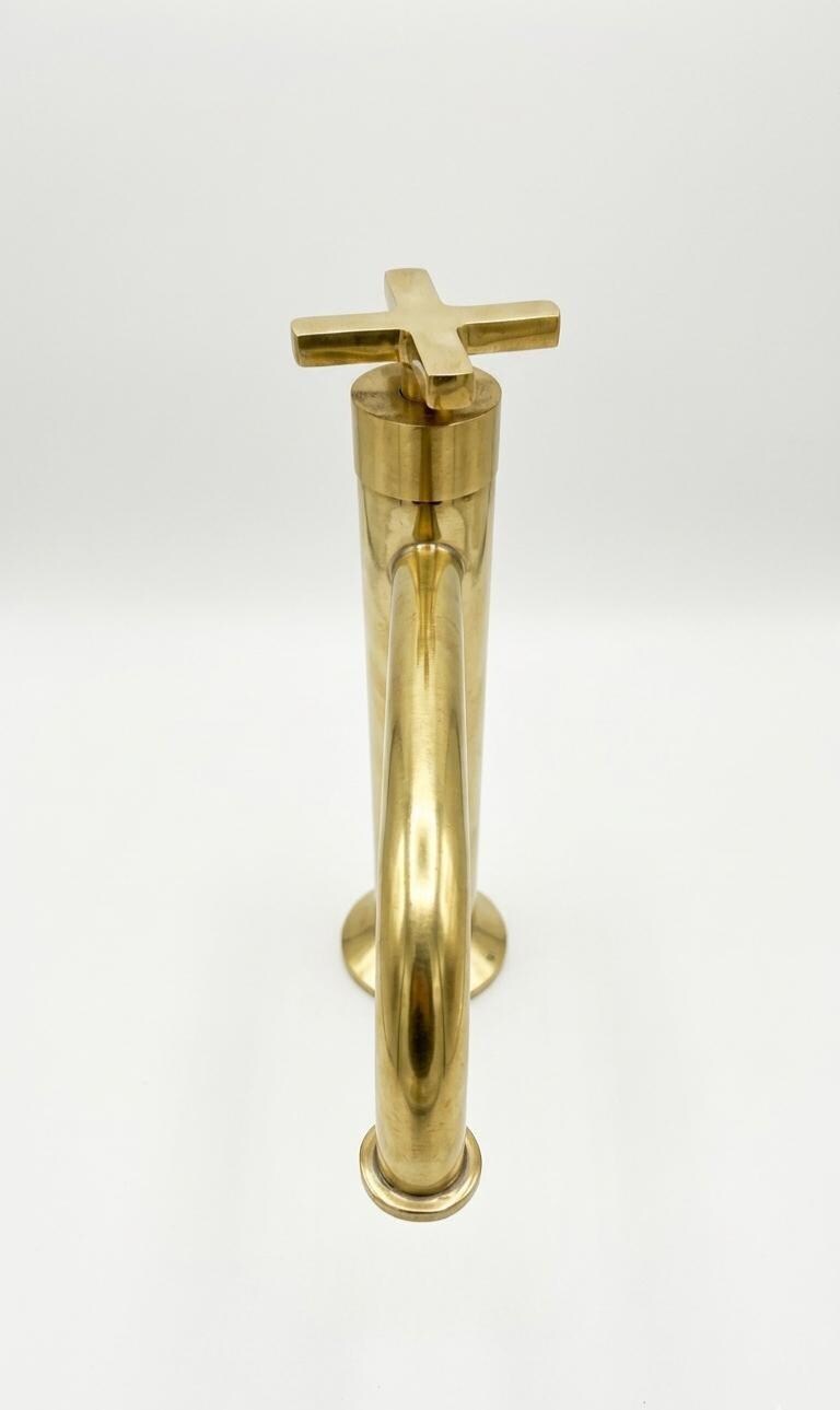 Unlacquered Brass Bathroom Faucet, Single Handle Cold Water Tap.