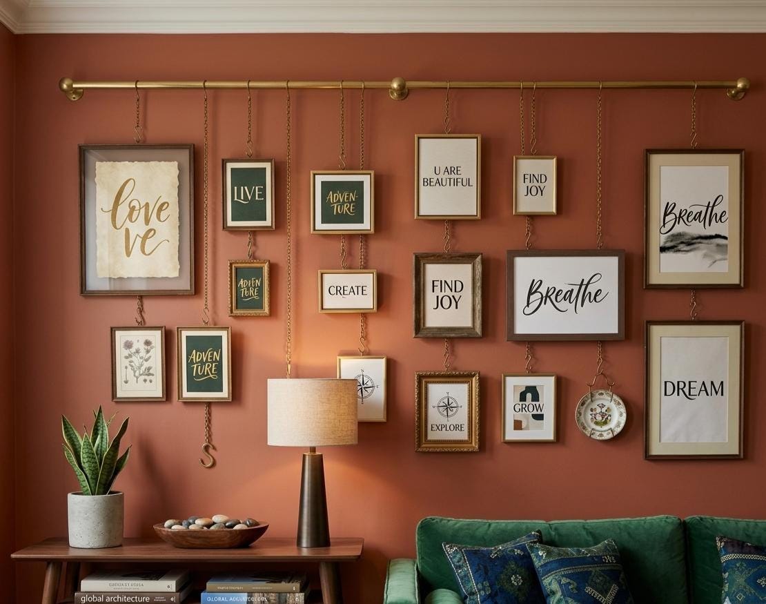 Unlacquered Solid Brass Picture Rail Hanging Kit - Vintage Gallery Wall Art Display System