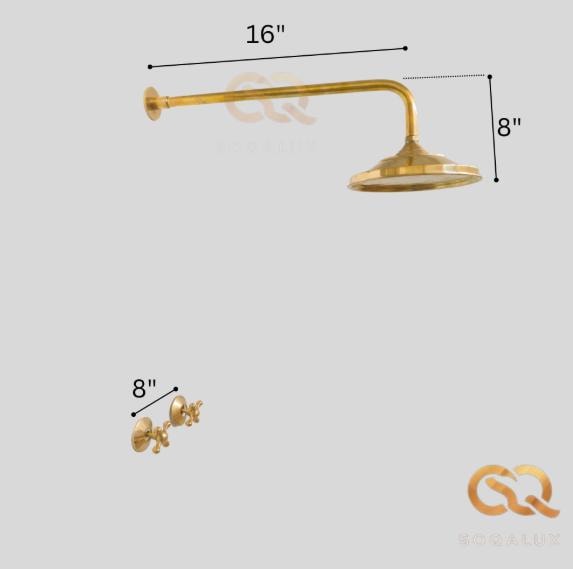 Unlacquered Brass Shower System- Shower Head Antique Brass.
