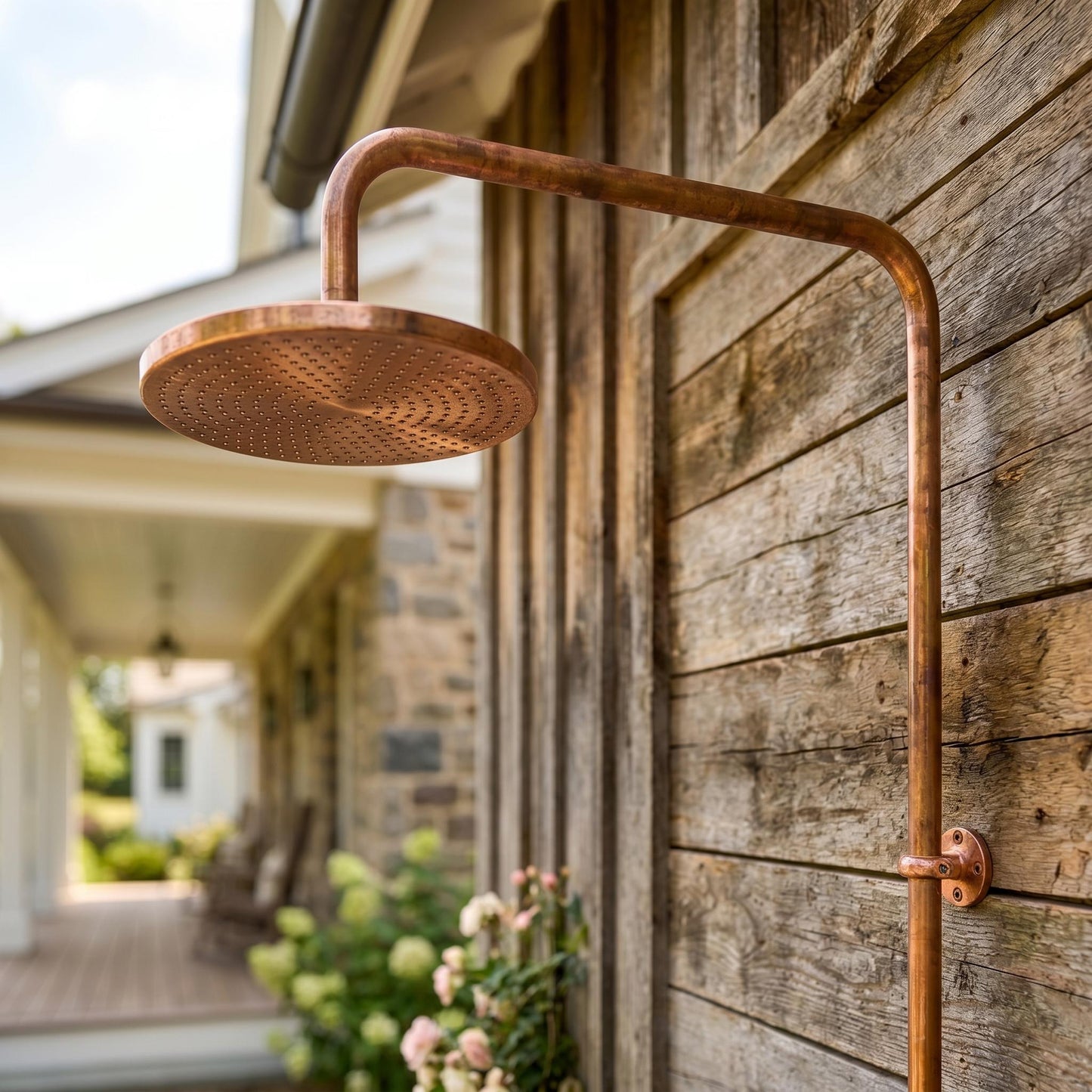 Unlacquered Solid Copper Outdoor System Shower_Outdoor Shower Wall Mount Faucet