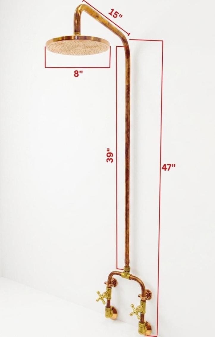 Unlacquered Solid Copper Outdoor System Shower Set, Garden Shower.