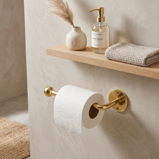 Unlacquered Brass Wall-Mounted Toilet Roll Holder, Bathroom Hardware Accessory