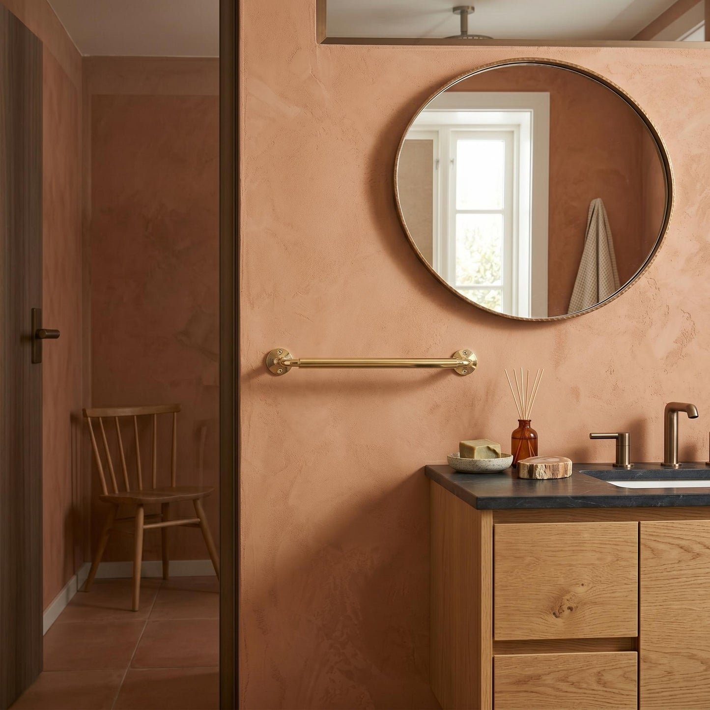 Unlacquered Brass Towel Bar- wall mounted towel