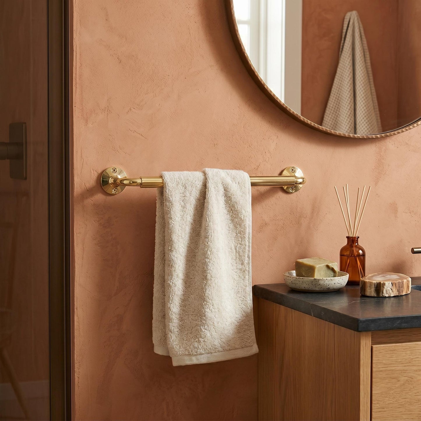 Unlacquered Brass Towel Bar- wall mounted towel